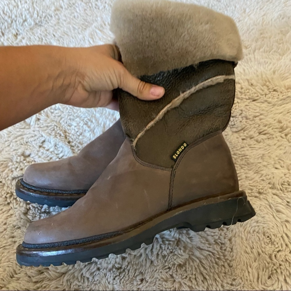 WOMEN'S BLONDO CANADA BOOTS 6 LEATHER SHEARLING LINING BROWN TONE
